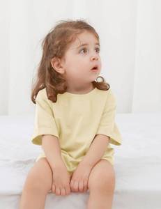 lot 486 image: Jimonda Baby Bubble Romper Boy Girl Solid Color T-Shirt Outfits Short Sleeve Bodysuit Cotton Funny Clothes Summer Tops 1Pcs��Yellow��9-12M�� - Retail $24