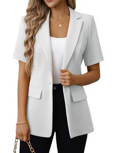 lot 487 image: Mina Self Summer Cardigans Blazer for Women Lightweight White Light Weight Open Front Cardigans Cute Soft Thin Dressy Casual Long Work Knit Cotton Button Down Up Sweater Women Jacket Womens Blazes - Retail $37