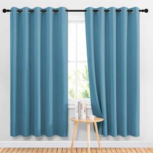 lot 496 image: NICETOWN Blackout Curtains Panels for Window - Window Treatment Thermal Insulated Solid Grommet Blackout Drapes for Bedroom (Teal Blue, Double Panels, 66 by 72 Inch) - Retail $37