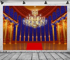 lot 497 image: DePhoto 8x6FT Castle Palace Backdrop Beasts Palace Background for Girls Princess Birthday Party Decoration Photoshoot Photo Props Vinyl - Retail $24