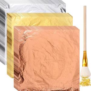 lot 508 image: Cunhill 150pcs Silver Leaf Sheets, Art Foil Sheets with Gilding Brush Foil Paper Craft for Art & DIY Projects, Painting, Nails, Gilding Crafting, Decoration, 5.5 x 5.5 Inch(Mix Color) - Retail $10