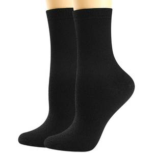 lot 531 image: 2 Pair BISOUSOX Thin Merino Wool Boot Socks for Women, Warm Black Winter Cozy Comfy Breathable Dress Crew Hiking Socks Womens - Retail $10
