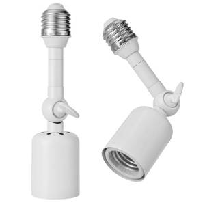 lot 541 image: Onite 2-Pack Heavy Duty Light Socket Extender, 360° Adjustable E26E27 Extension Adapter for High Power Bulbs, Security Cameras & Fans, OutdoorIndoor (White, 6.7inch) - Retail $20