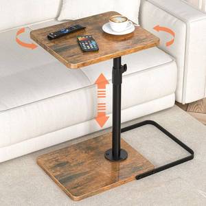 lot 545 image: TV Tray Table for Couch - Adjustable Height & 360°Swivel Panel Design��Larger Metal and Wooden Base to Prevent Slipping��Sofa Armrest Tray Table for Eating Laptop Couch Bed Dinner or Small Space - Retail $46