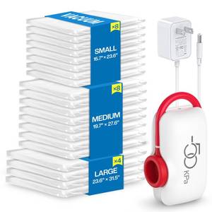 lot 557 image: Vacbird 20 Pack Vacuum Storage Bags with Electric Pump - Space-Saving Compression Bags for Travel, Luggage & Suitcase Organization - Retail $45