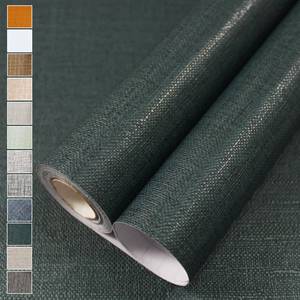 lot 559 image: WADILE Grasscloth Peel and Stick Wallpaper 15.7in x 78.7in, Textured Contact Paper for Cabinets, Faux Linen Wall Paper Pull and Stick, Fabric Vinyl Wallpaper Self Adhesive Blackish Green - Retail $7