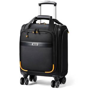 lot 579 image: Lekebobor Underseat Carry On Luggage with Spinner Wheels,16 Inch Softside Suitcase with Detachable Wheels, Lightweight Travel Luggage Bag for Men Women, Black - Retail $60
