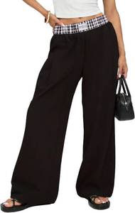lot 3451 image: Wide Leg Slacks Pants for Women Pull on High Waisted Business Trousers with 3 Pockets for Casual Office Wear SIZE S