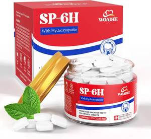 lot 3464 image: LOT OF TWO - SP-6 Probiotics &amp Hydroxyapatite Toothpaste Tablets - Remineralizing Enamel Repair, Fluoride-Free Whitening, Mint Fresh Travel Tabs (62 Count)