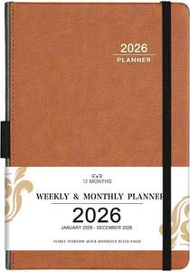 lot 3498 image: 2026 Planner - 2026 Weekly Monthly Planner, January - December 2026, 5.85 x 8.5 Calendar Planner with Leather Cover, Pen Holder, Bookmarks