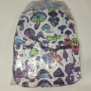 lot 3506 image: MUSHROOM Backpack with Lunch Box &amp Pencil Case, 16 Inch Cool Sports Themed Bookbag, Adjustable Durable Lightweight, Colorful Mushrooms Backpacks Set for Kids Girls Boys
