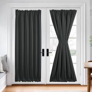 lot 3509 image: Deconovo Blackout Door Curtain for Glass Doors & Sidelights, Thermal Insulated Privacy Panel with Dual Rod Pockets & Adjustable Tieback, Machine Washable Curtain (54W x 80L, Dark Grey, 1 Panel)