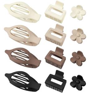 lot 3522 image: 3 Styles 12PCS Hair Clips for Women Small Medium Big Claw Clips for Thin Thick Hair 4.6 Flat Hair Claws 2 Rectangle Hair Claw Small Flower Clips Combination Hair Accessories for Women