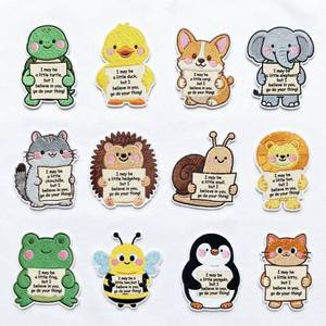 lot 3531 image: Xinnun 24 Pcs Emotional Cute Animal Iron on Patches 3.9 Animals Positive Motivational Quotes Affirmations Stickers Patches Appliques for DIY Craft Clothing Backpack Hat Dress Repair Decor