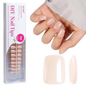lot 3536 image: Press On Nails - Short Square Acrylic Nails, 160pcs, Fake Nail Tips for DIY Nail Art, Soft Gel, Glazed Donut, 16 Sizes