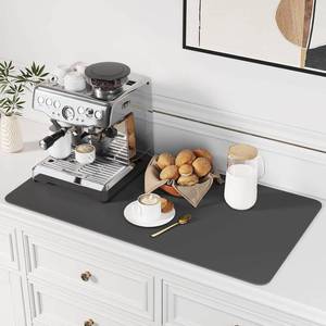 lot 3537 image: Coffee Mat Coffee Bar Spill-Proof Mat, Dish Drying Mat Hide Stain Absorbent Waterproof Rubber Backing Fit Under Coffee Machine, Pot Espresso Machine Bar Accessories-17x31.5
