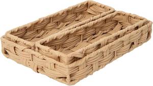 lot 3545 image: Handwoven Plastic Rattan Tray Set, 3 - Piece Organizer Trays for Desk & Drawer, & Vanity Storage 3PCS