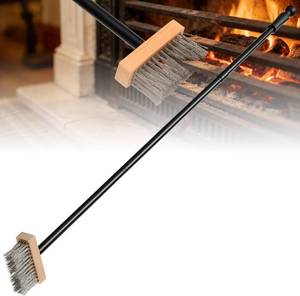 lot 3552 image: Fireplace Brush, 59-Inch Heavy Duty Long Handle Metal Fireplace Brush Broom with Heat-Resistant Iron Bristles