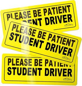 lot 3565 image: Student Driver Magnet Safety Sign - Car Vehicle Reflective Sticker Bumper for New Drivers - Set of 3