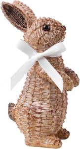 lot 3585 image: Easter Rabbit Decorative Ornament Resin Vine Weaving Effect Rabbit Sculpture Easter Party Decoration Easter Gift (8.1in Brown Station)