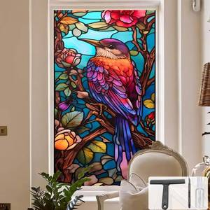lot 3594 image: Window UV Protection Privacy FilmNon-Adhesive Static Cling Decorative Window Film with Installation Tools,Stained Glass Window Film for Kitchen,Study,Bathroom,and Shower Doors,23.6 x 39.4 inches.