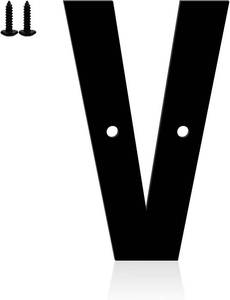 lot 3598 image: 10 Aluminum House Letters, Black Metal Address Door Letters, Metal House Address Letter for Outside, Modern Apartment Street Mailbox Letter (V)