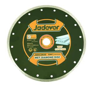 lot 3618 image: Jadever 9-Inch Diamond Saw Blade, Continuous Rim Diamond Disc, 78 Inch Arbor, Wet Cutting of ConcreteMasonryBlockPaverBrick