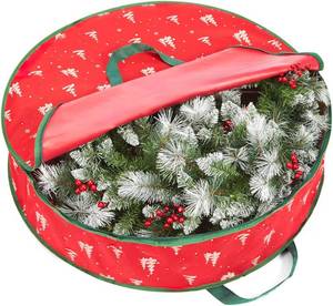 lot 3799 image: ELONG HOME 36 Inch Wreath Storage Container, 1 Pack Deluxe Wreath Storage Bag with Dual Zippers, Easy Access Christmas Wreath Storage Bag with Carry Handles and Clear Label Pocket