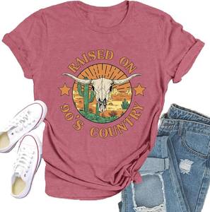 lot 3802 image: Western Shirts for Women Cactus T-Shirt Country Themed Tee Tops SIZE XL