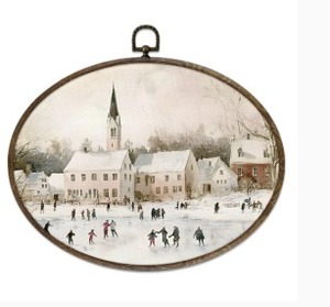 lot 3803 image: VINTAGE BATHROOM HANGING CANVAS WINTER