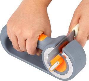 lot 3816 image: Knife Sharpeners for Kitchen Knives   6-in-1 Manual Knife Sharpener with Diamond, Tungsten, and Ceramic Rods, Compact Knife Sharpener for Pocket Knives, Ideal Chefs Choice Sharpener for Home