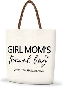 lot 3821 image: Girl Moms Travel Bag Canvas Tote Bags For Women, Aesthetic Tote Bag With Leather Handle, Reusable Shopping Bags for Mothers Day Gift, Funny Birthday Christmas Gifts Ideas, Best Mom Ever Gift-08