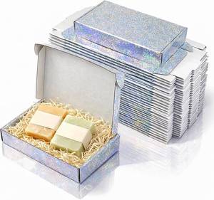 lot 3823 image: 20 Pack Holographic Glitter Mailer Boxes, 7.8x5.1x1.1 Iridescent Corrugated Gift Shipping Boxes with Self-Locking Flap, Decorative Gift Packaging for WeddingValentines DaySmall Business Wrapping