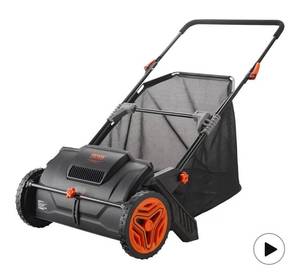 lot 4071 image: VEVOR Push Lawn Sweeper, 21inch Leaf & Grass Collector,