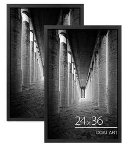lot 4073 image: DOAI ART 24x36 Poster Frame Black 2 Pack