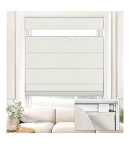 lot 4088 image: UNISHADES No Drill Top Down Bottom Up Roman Shades for Windows, 39 W x 64 H, Natural