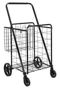 lot 4092 image: Amazon Basics Foldable Collapsible Shopping Utility Cart with 360-Degree Wheels, Multi-Functional for Sports, Easy Assembly, X-Large, Black