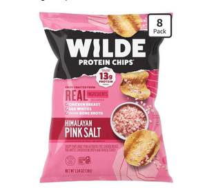 lot 4113 image: WILDE Himalayan Pink Salt Protein Chips, Thin and Crispy, High Protein, Keto Friendly, Made with Real Ingredients, 1.34oz Bags (Pack of 8)