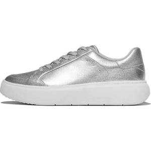 lot 4153 image: FitFlop Rtg Metallic-Leather Sneakers, Color Silver, Size 8 (E5T-011-060)