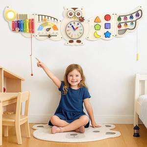lot 4168 image: Gracano Owl Activity Wall ToysBusy Board, Wooden Montessori Sensory Toys, Learning Activity Center for Playroom,Daycare, Nursery, Classroom, Educational Toys for Toddler