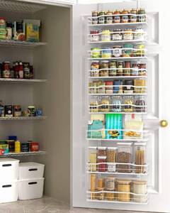 lot 4172 image: Moforoco White 9-Tier Over The Door Pantry Organizer, Pantry Organization And Storage, Metal Hanging Spice Rack Shelves Door, Home & Kitchen Essentials, Laundry Room Bathroom Organization