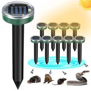 lot 4174 image: Mole Repellent Solar Powered 10 Pack Snake Repellent Ultrasonic, Groundhog Repeller,Gopher Repeller Sonic Mole Deterrent Spikes, Snake Gopher Mole Vole Repellent Outdoor for Lawn Garden & Yard