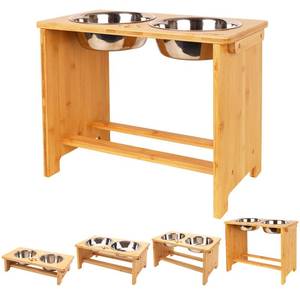 lot 4182 image: HTB Elevated Dog Bowls,Raised Dog Bowl Stand with 2 Stainless Steel Bowls,Elevated Raised DogBowls for Large Medium Small Sized Dogs