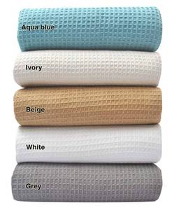 lot 4188 image: Tex Trend 100% Cotton Blankets Queen Size Waffle Weave Lightweight Breathable Soft Cooling Blanket for Spring Summer 380 GSM, 90x90 Inches - Queen, White