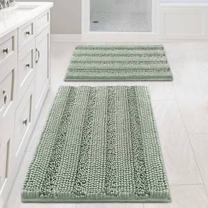 lot 4191 image: H.VERSAILTEX Sage Bathroom Rugs, Bath Mat Set of 2 Extra Thick Chenille Striped Pattern Shaggy Bath Rugs for Bath Room, Non Skid Bath Mats for Bathroom Floor (32 x 20 Plus 24 x 17 - Inches)