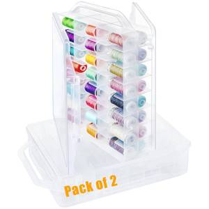 lot 4195 image: New brothread Pack of 2 Double-Sided Sewing Organizers, Thread Storage Boxes with 2x46 Grids, Clear Organizer Boxes for Embroidery Sewing Thread, Embroidery Floss, Needle, Beads, Small Crafts,Toy Cars
