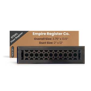 lot 4215 image: Empire Register Co, Decorative Air Vent Covers - 2x12 inch, Honeycomb Design, Oil Rubbed Bronze Finish, Heavy Duty Walkable Floor Register, Metal Damper Attached