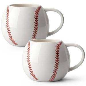 lot 4234 image: FoldTier 2 Pcs 17oz Baseball Ceramic Coffee Mugs, 3D Handmade Sports Design Porcelain Cups with Handle, Hand Painted Large Tea Mugs for Coffee Cocoa and Hot Drinks Sport Gift for Men and Women