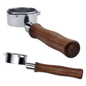 lot 4241 image: Normcore 54mm Bottomless Portafilter, Naked Portafilter Fits Breville Sage Barista Express Machines, 18g Filter Basket Included, Genuine American Walnut Handle