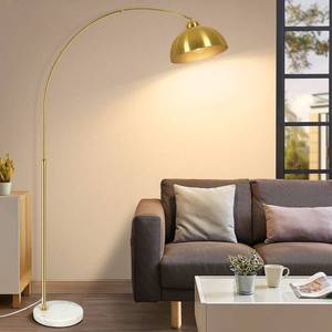 lot 4246 image: Contemporary Gold 73 Arc Floor Lamp with Hanging Dome Shade, Marble Base Adjustable Farmhouse Over the Couch Tall Stand Up Light, Industrial TaskReading Standing Corner Lamp for Living Room Bedroom